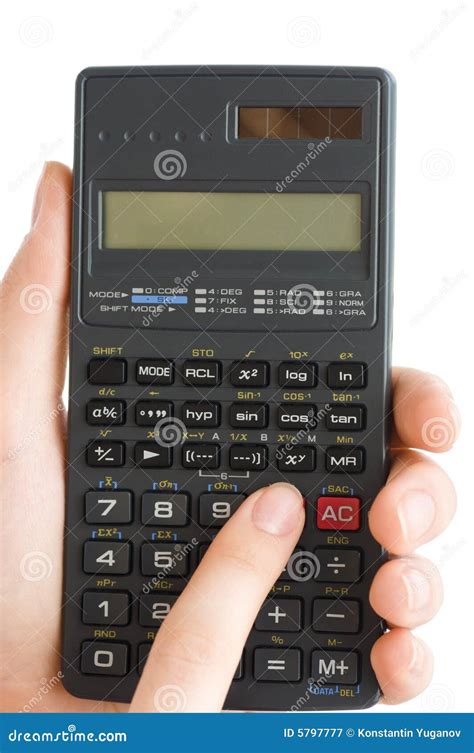 calculator stock afbeelding image  bureau vinger knoop