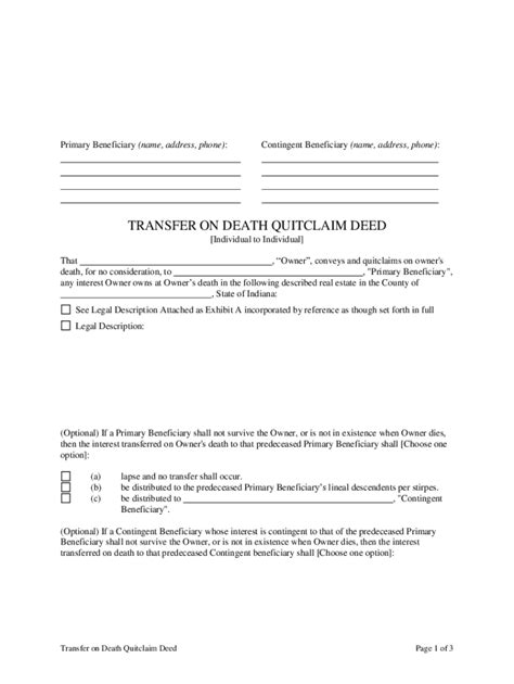 printable transfer  death deed form printable templates
