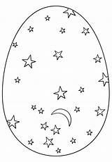 Easter Eggs Pages Stars Coloring Ukrainian Egg Moon sketch template
