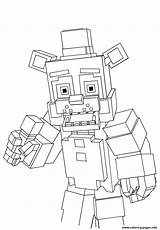 Freddy Fnaf Coloring Minecraft Pages Printable sketch template