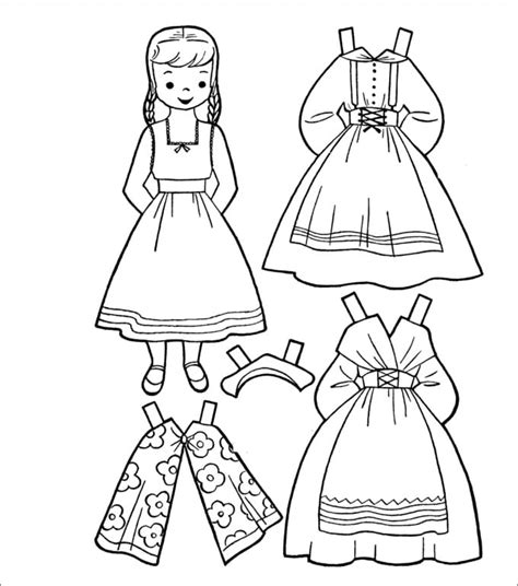 paper doll templates crafts coloring pages