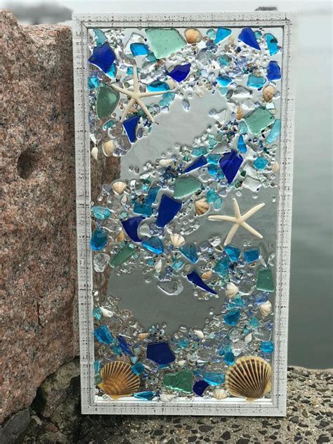 21x 11 Mosaic Coastal Window Mixed Media Sea Etsy Sea Glass Mosaic