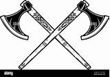 Axe Crossed Emblem sketch template