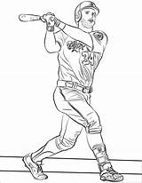 Coloring Mlb Players Trout Softball Pitcher Bryce Supercoloring sketch template