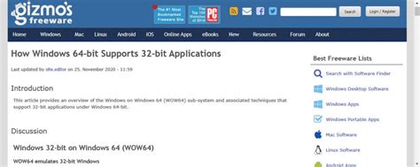 windows  bit supports  bit applications gizmos freeware archive doakio