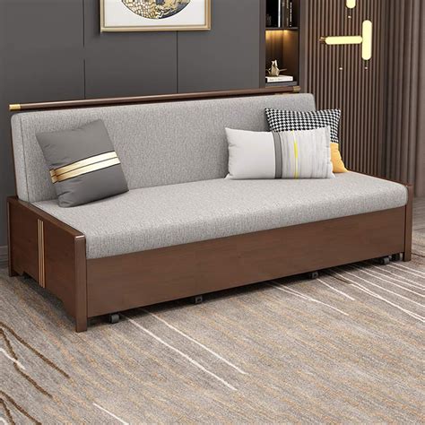 solid wood folding sofa bedmultifunctional living room pull  double sleeper couch sofa