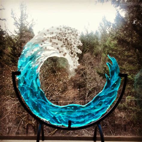 Ashes Infused Glass Cremation Glass Art 10 Inch 3d Ocean