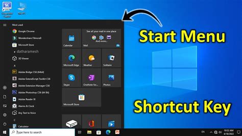 open start menu  shortcut key youtube