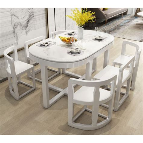 marble square table combination modern simple  seater dining table