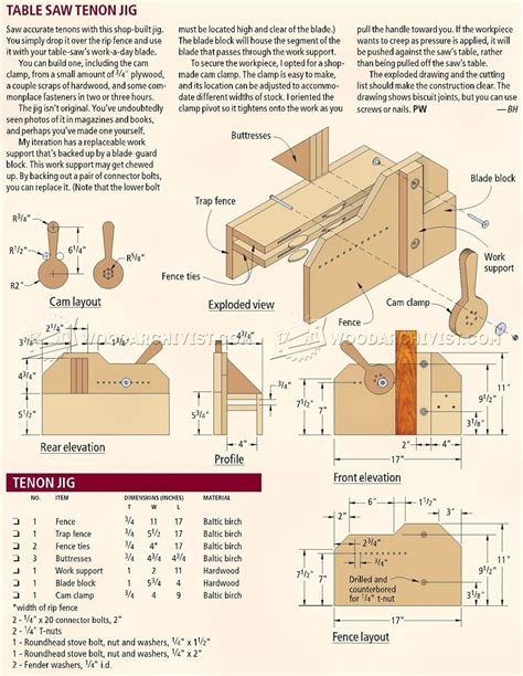 table  tenon jig plans woodarchivist