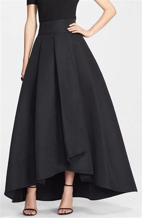 2017new women stretch high waist flared pleated asymmetric skirt maxi