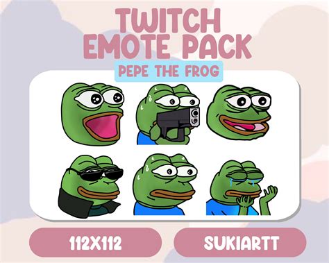 pepe  frog emote pack surprise emote twitch discord etsy canada