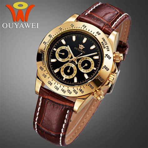 ouyawei top brand luxury  men  water resistant wristwatchesautomatic  wind movement