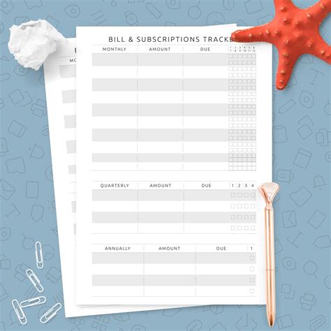 subscription tracker instant  subscription template editable