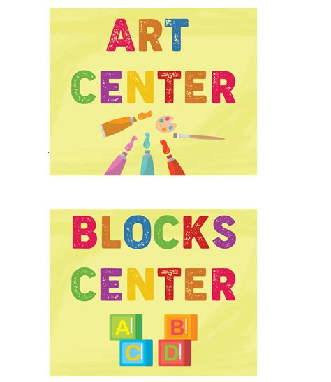 printable classroom center signs