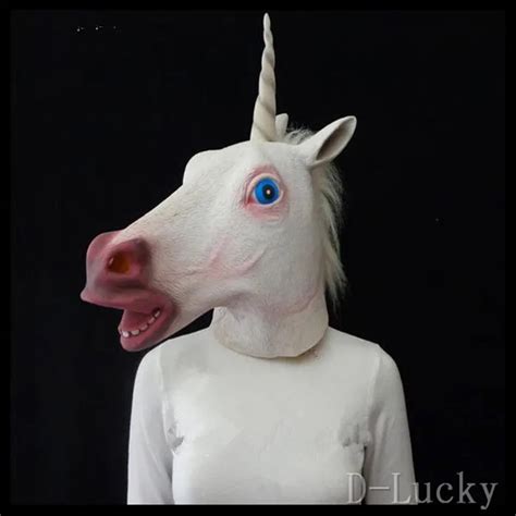 shipping halloween masquerade party cosplay creepy unicorn head