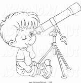 Telescope Coloring Clipart Pages Drawing Astronomy Looking Through Lineart Boy Getcolorings Template Getdrawings sketch template