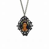 Frida Necklace Portrait Self Thorn Hummingbird sketch template