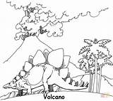 Coloring Volcano Pages Dinosaur sketch template