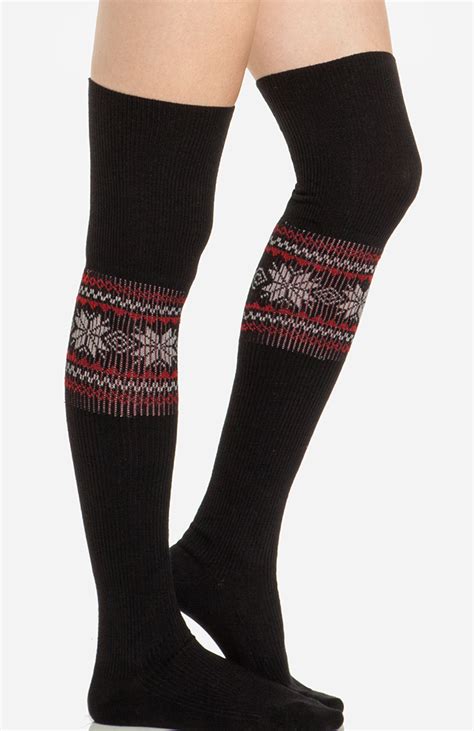 fair isle band knee high socks in black dailylook