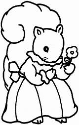 Squirrel Coloring Pages Girl Animals sketch template