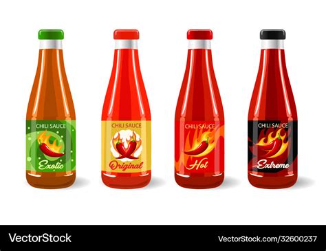 Hot Chili Sauce Bottle Package And Label Design Vector Image My Xxx