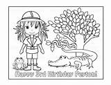 Safari Coloring Pages Jungle Printable Girl Color Kids Print Animals Animal Personalized Book Favor Birthday Party Getcolorings Etsy sketch template