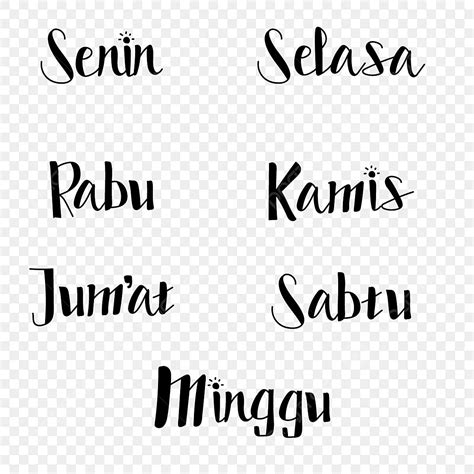 Hand Letter Vector Design Images Nama Hari Hand Lettering Indonesia