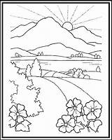 Sunset Coloring Pages Mountains Getdrawings sketch template