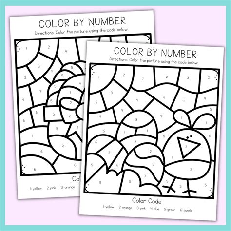 easter color  number printables