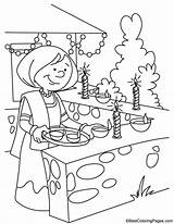 Diwali Coloring Festival Pages Drawing Kids Colouring Happy Sketch Deepavali Sketches Light Easy Drawings Printable Sheets Painting Thailand Children Clipart sketch template
