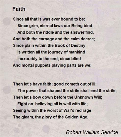 Faith Poem By Robert William Service Poem Hunter
