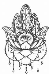 Hamsa Coloring Fatima Tatouage Oeil Amulet Hasma Pins Indianer Augen Indien Wirbelsäulen Zeichnung Ganesha Nz sketch template