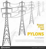 Vector Voltage High Pylons Background Stock Power Illustration Isolated Line Depositphotos sketch template
