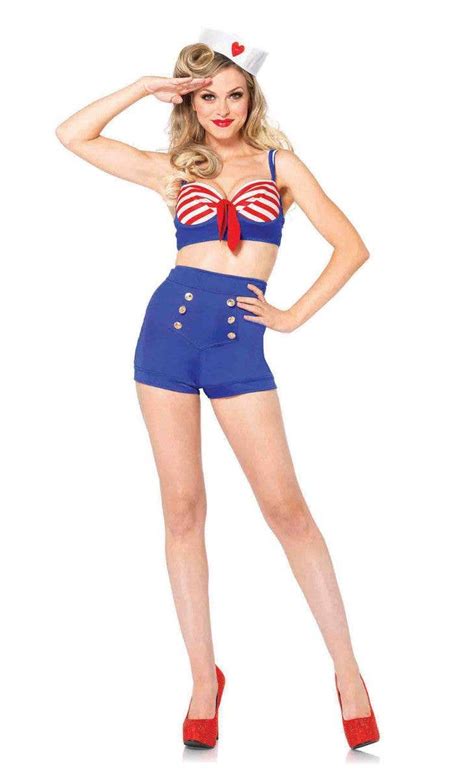 blue pin up sexy sailor costume romper sailor costume for women