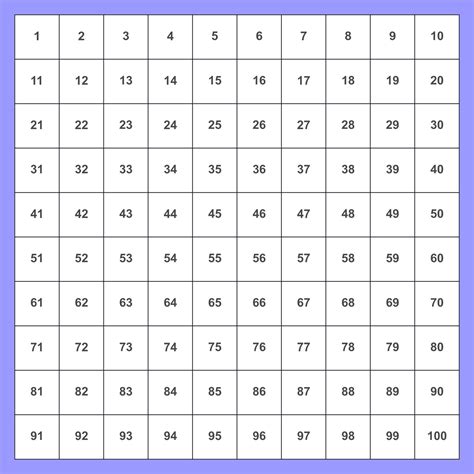 printable number grid   printableecom