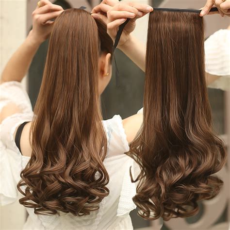 cm long curly wavy ponytail synthetic hair clipin hair extension