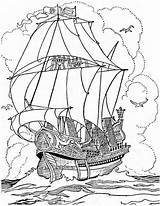 Coloring Ship Pirate Pages Colouring Printable Sunken Drawing Ships Big Galleon Pearl Pirates Adults Navy Anchor Steamboat War Boat Adult sketch template