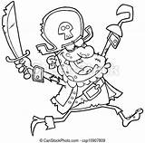 Zombie Pirate Cartoon Outlined Vector Character sketch template