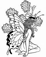 Fairy Coloring Pages Fairies Clipart Printable Garden Clip Tattoo Drawing Adults Flower Lavender Color Stencil Flowers Adult Clipartix Tattoos Templates sketch template