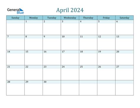 april  calendar printable