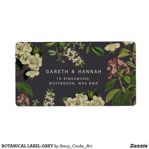 botanical label grey label zazzlecom labels floral stationery gray label