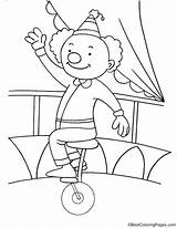 Clown Unicycle Riding Coloring Kids sketch template