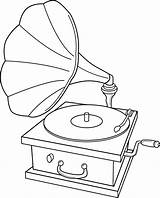 Record Player Clipart Drawing Coloring Gramophone Clip Old Music Colouring Pages Template Sweetclipart Cliparts Humpty Dumpty Gramaphone Line Phonograph Sketch sketch template