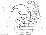 Pete Cat Coloring Pages Christmas Gifts Printable Template sketch template