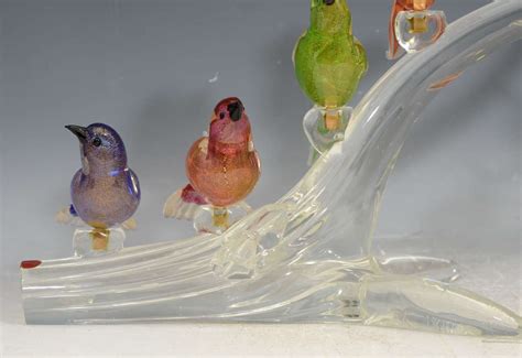 Mid Century Murano Glass Birds On A Branch Sculpture At 1stdibs