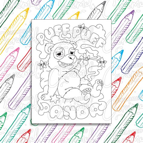 stoner coloring page digital   trippy funny  etsy