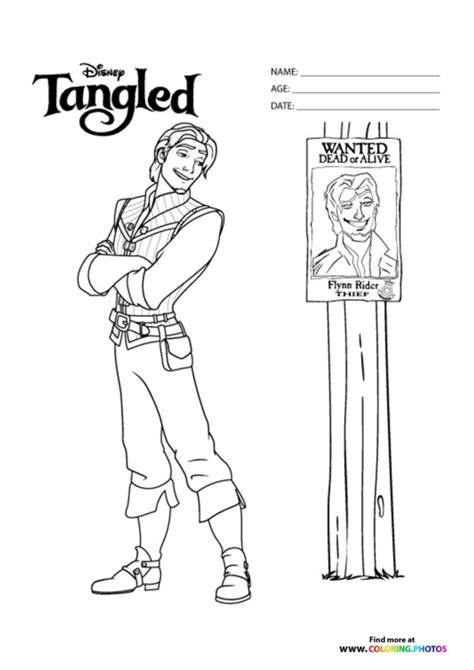 flynn rider  tangled coloring pages  kids