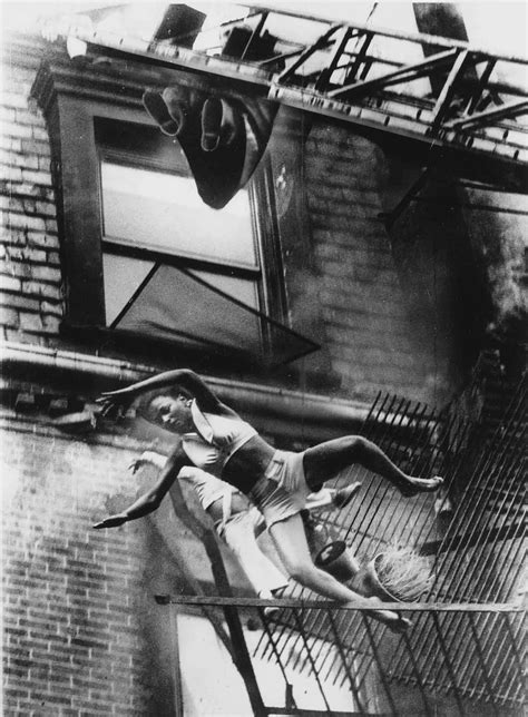 a mother and her daughter falling from a fire escape 1975