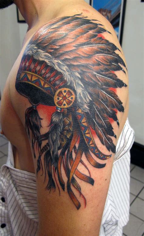 native american indian headdress tattoo  tasha rubinow  inborn
